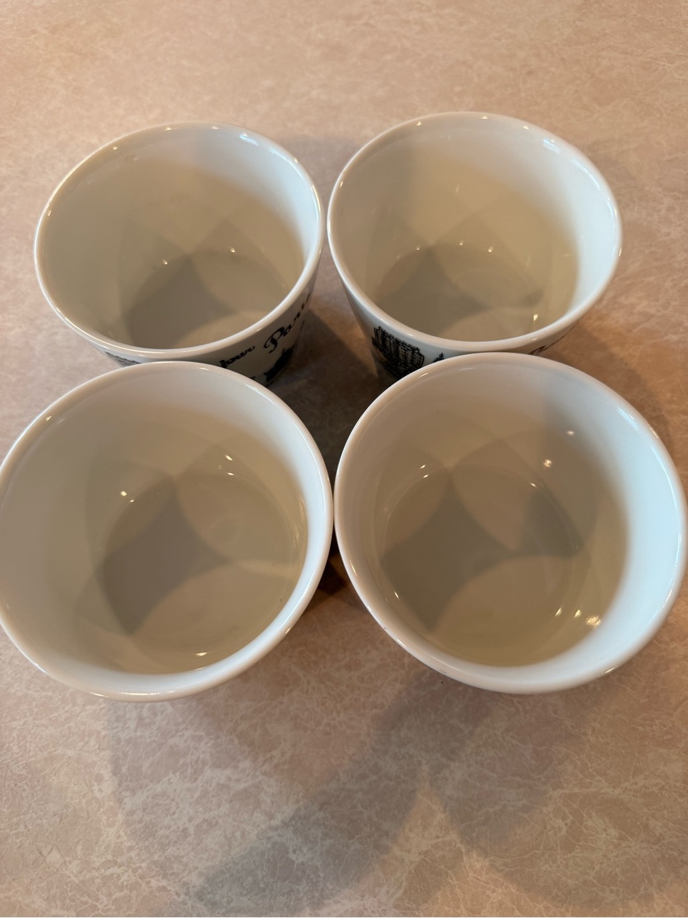 222 Fifth White Porcelain Paris Dessert Bowls with Black Skyline (Set of 4) - Picture 2 of 4